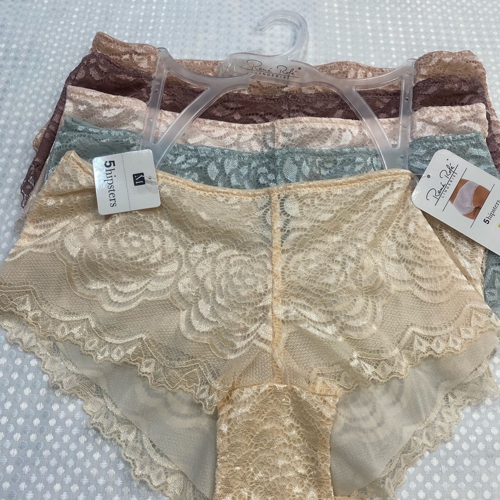 Rene Rofe Women's Lace Panties - Cream, Blue, Brown